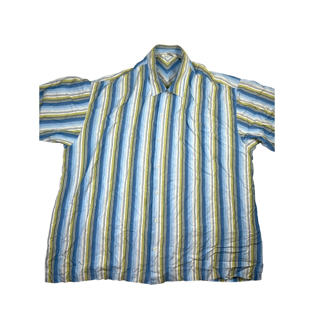 Tommy Bahama Button Down Shirt Men's 2XL Striped Short Sleeve Silk Casual Wear